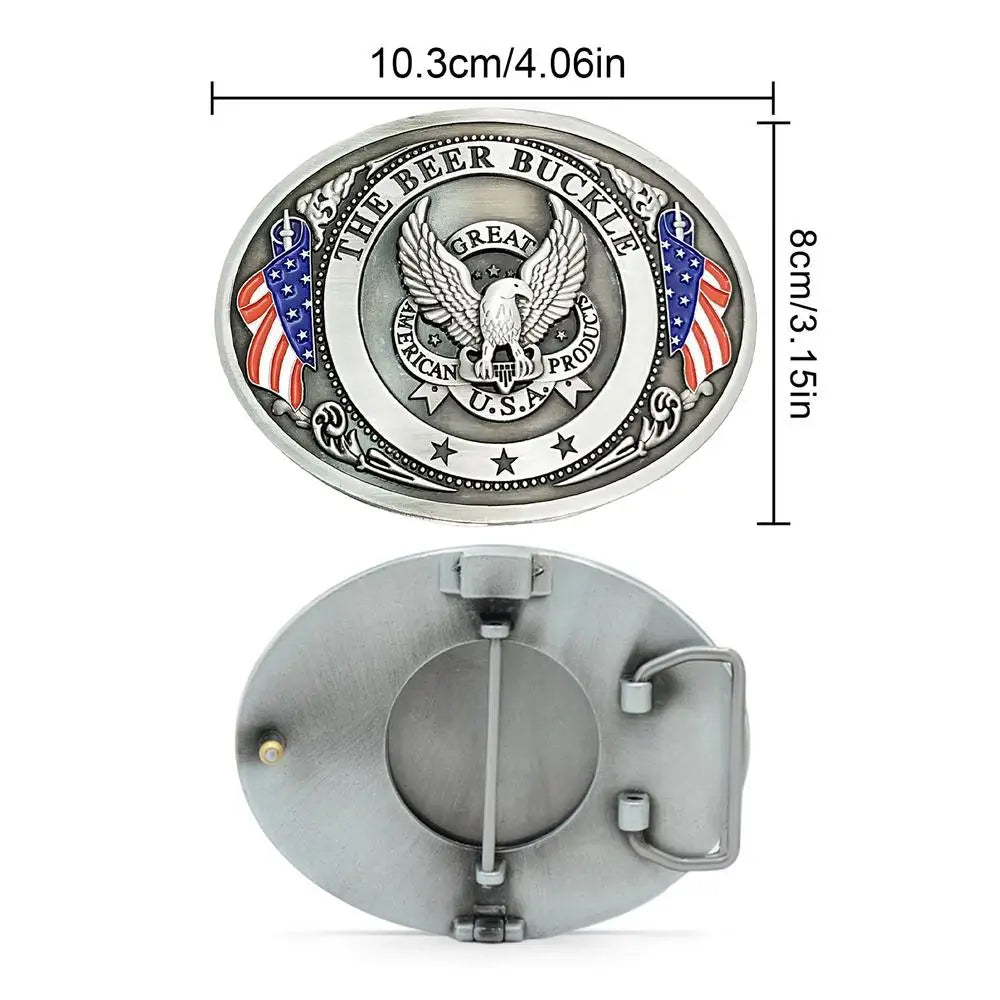 Decorative Flag Eagle Beer Belt Buckle