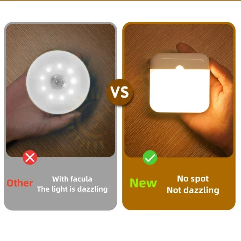 Comparison showing an old light with dazzling and a new light that is not dazzling