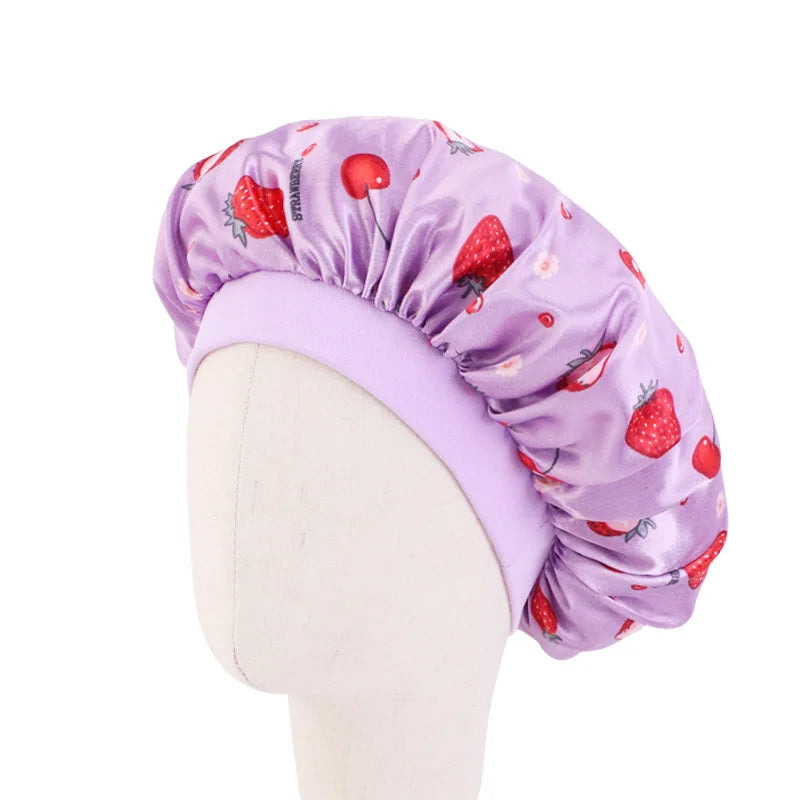 Butterfly Print Satin Sleep Cap for Kids