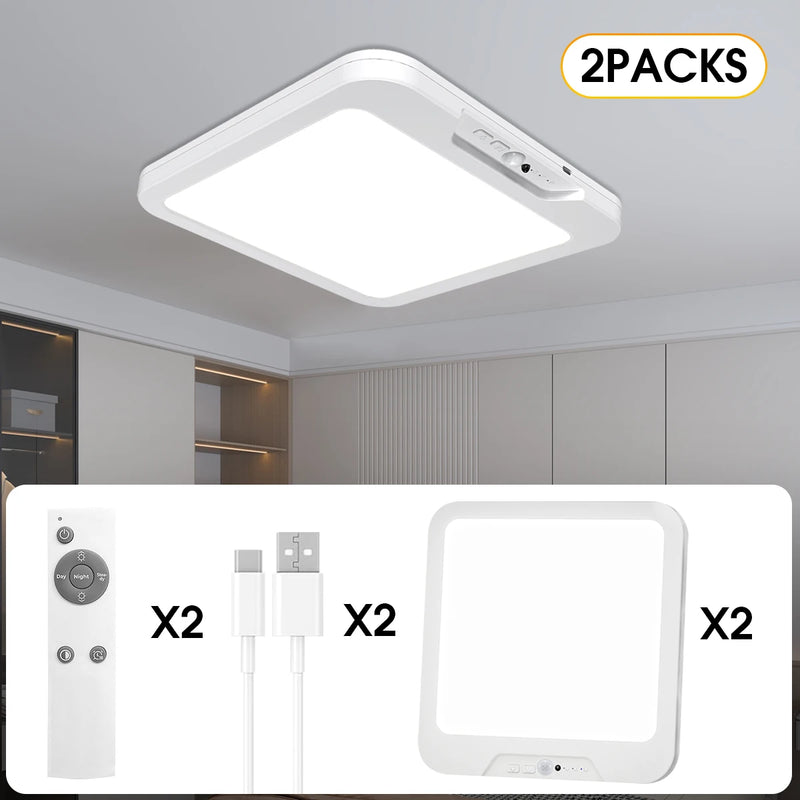 Rechargeable LED Ceiling Light with Remote & Motion Sensor