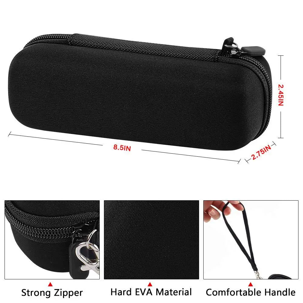 Black EVA travel case with a zipper and handle for protecting a toothbrush.