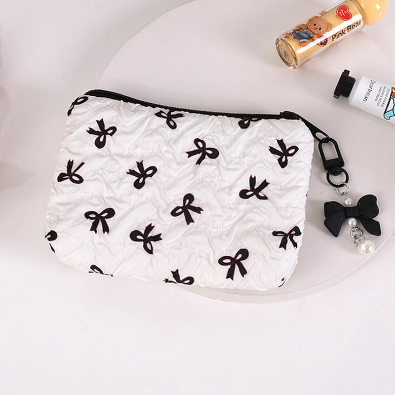 Quilted Bow Makeup Bag