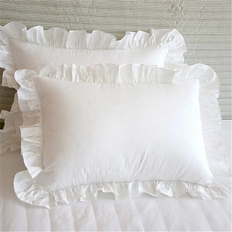 Ruffled Cotton Pillowcase with Elegant Ruffle Trim