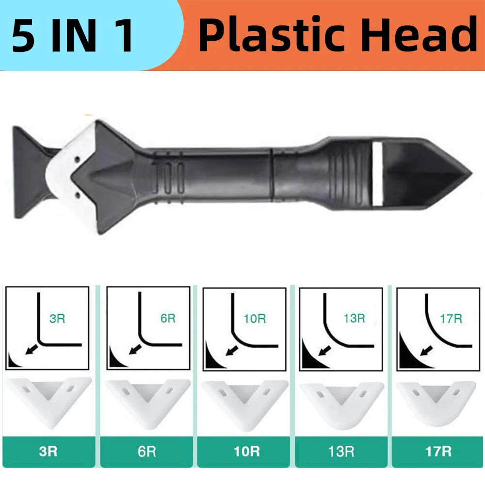 A set of five plastic heads for a 5 in 1 tool, showing various sizes like 3R, 6R, 10R, 13R, and 17R.