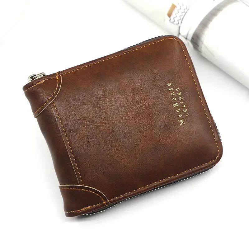 Vintage Compact Zipper Wallet for Men