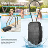 A black portable travel safe lock box with a combination lock and detachable cable being used in water.
