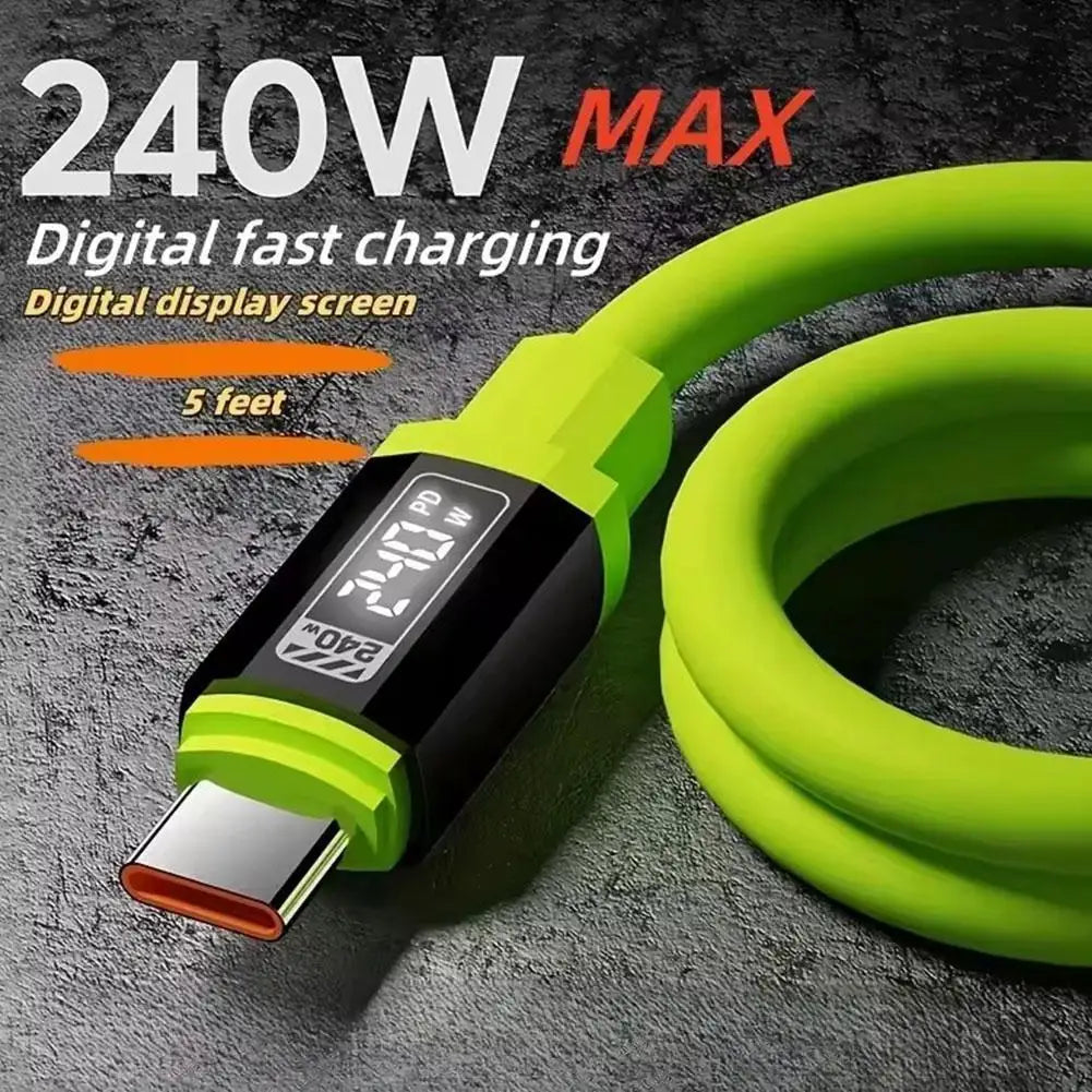 240W High-Speed USB-C Fast Charging Cable with Silicone Body