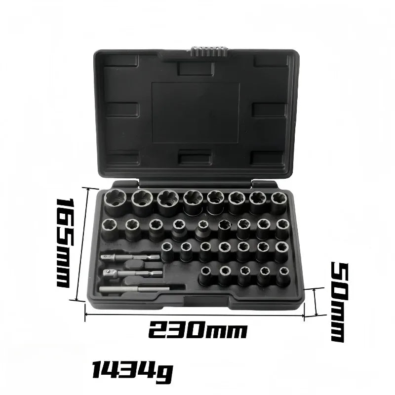 32-Piece Broken Bolt & Screw Extractor Set