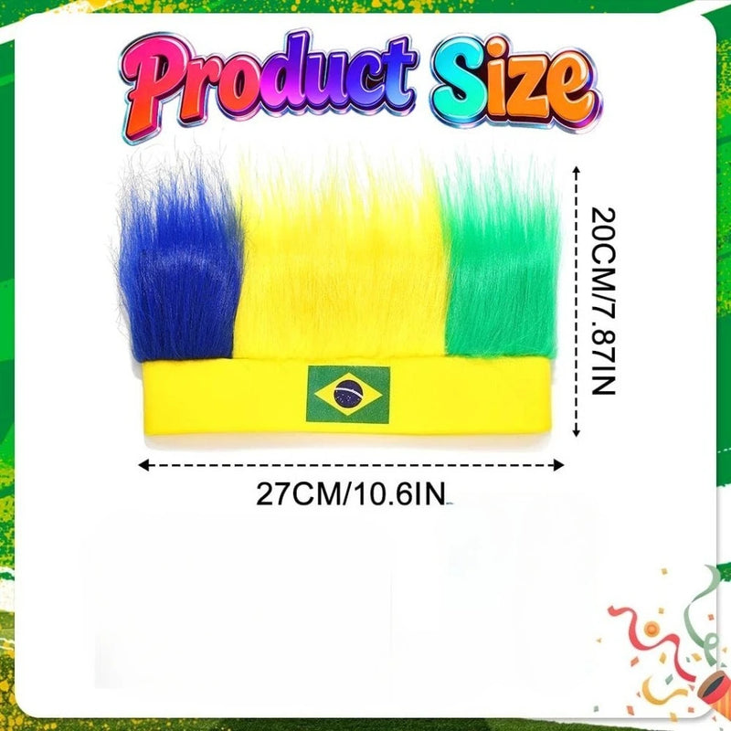 Bandeau Perruque en Fausse Fourrure avec Drapeau National
