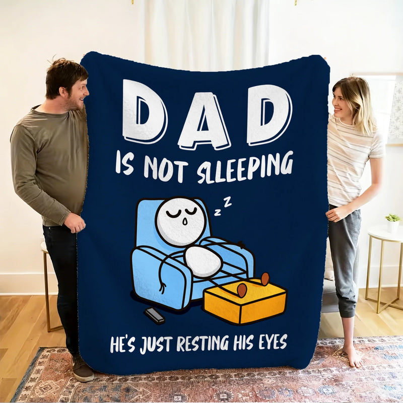 Couverture en flanelle « Il repose les yeux » pour papa drôle