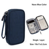 Navy blue waterproof nylon cable organizer travel case with a single layer design