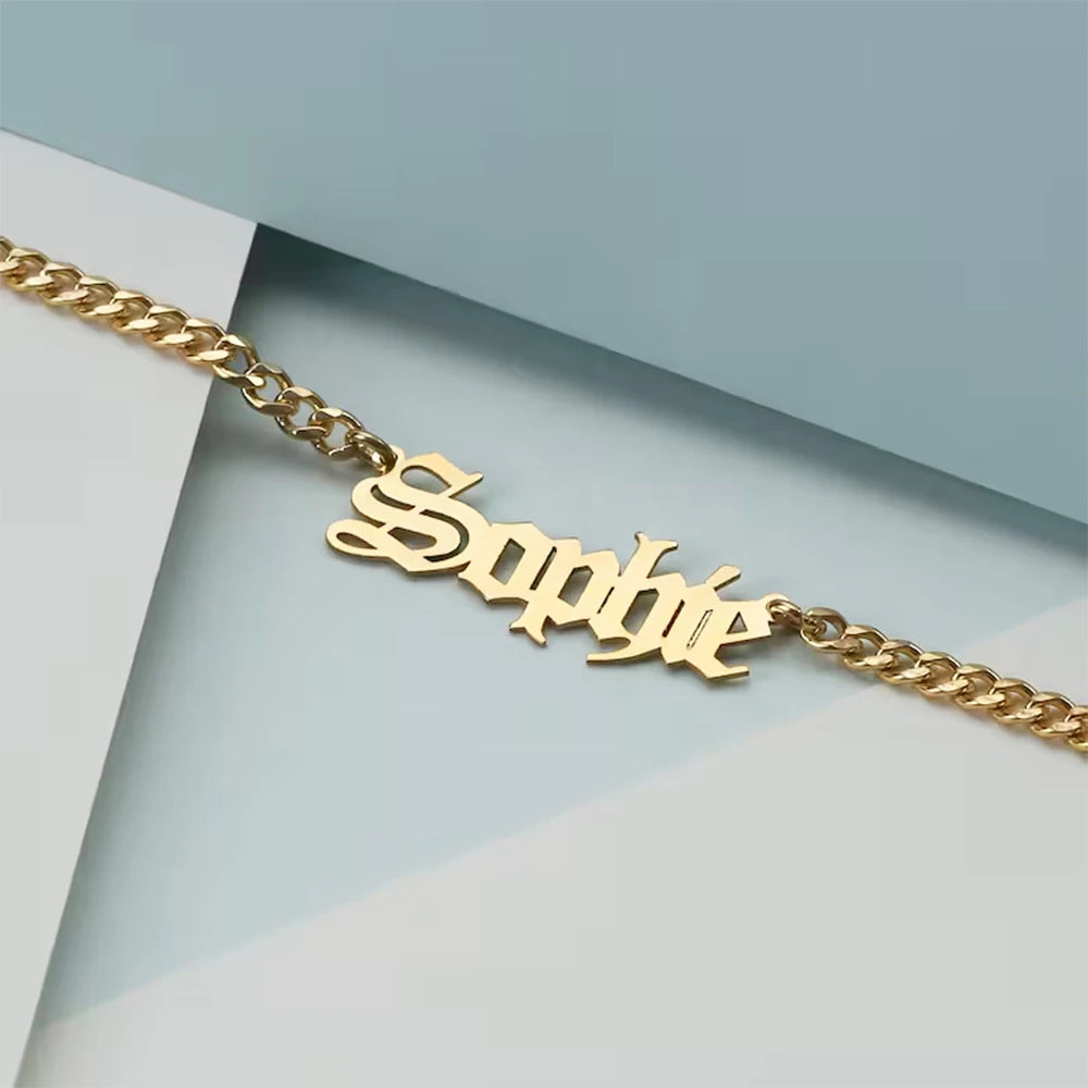 Bracelet de cheville avec initiale personnalisée en acier inoxydable