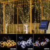 Solar-Powered LED Curtain String Lights