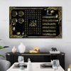 Black canvas wall art featuring gold Arabic calligraphy of Ayatul Kursi