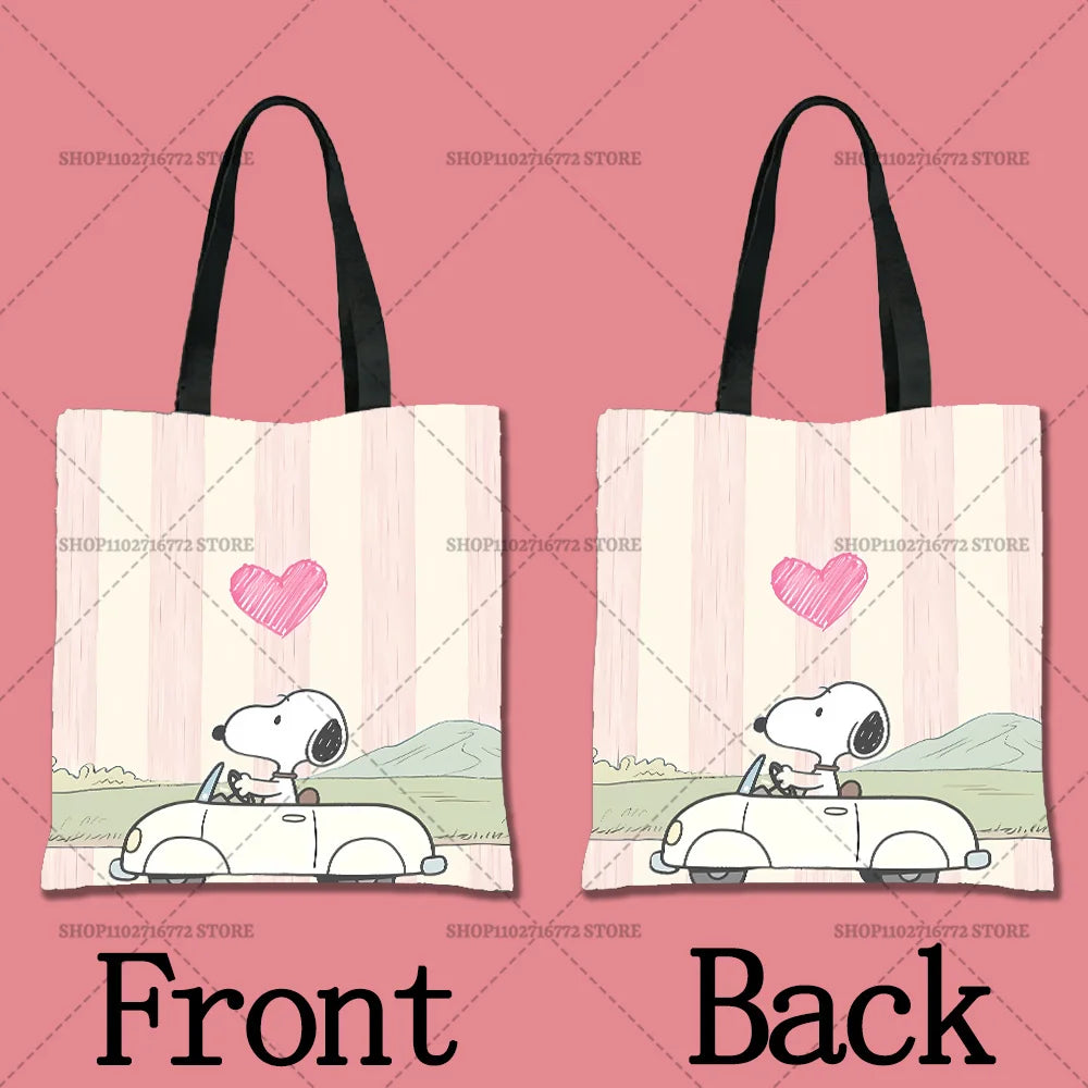 Snoopy Cartoon Canvas Tote Bag – Large Capacity, Foldable & Reusable