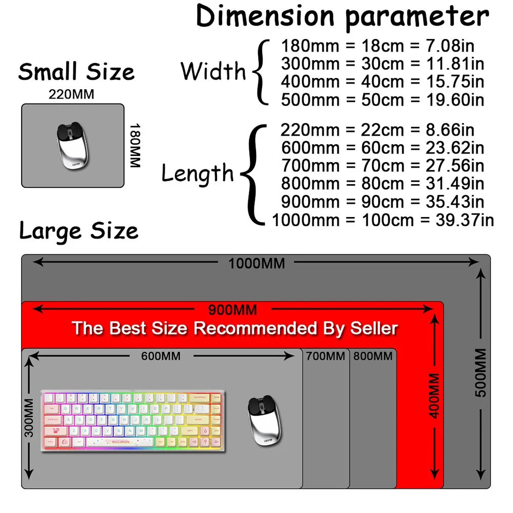 Large Non-Slip Desk Mat with Smooth Fabric Surface