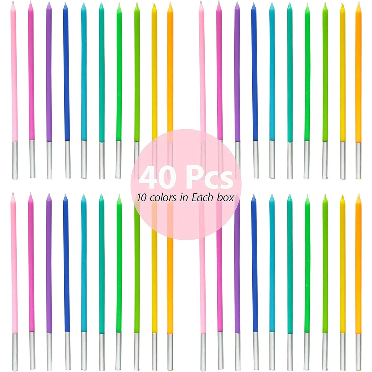 Spiral Birthday Cake Candles, Set of 6 Long Thin Decorative Candles for Cakes and Desserts