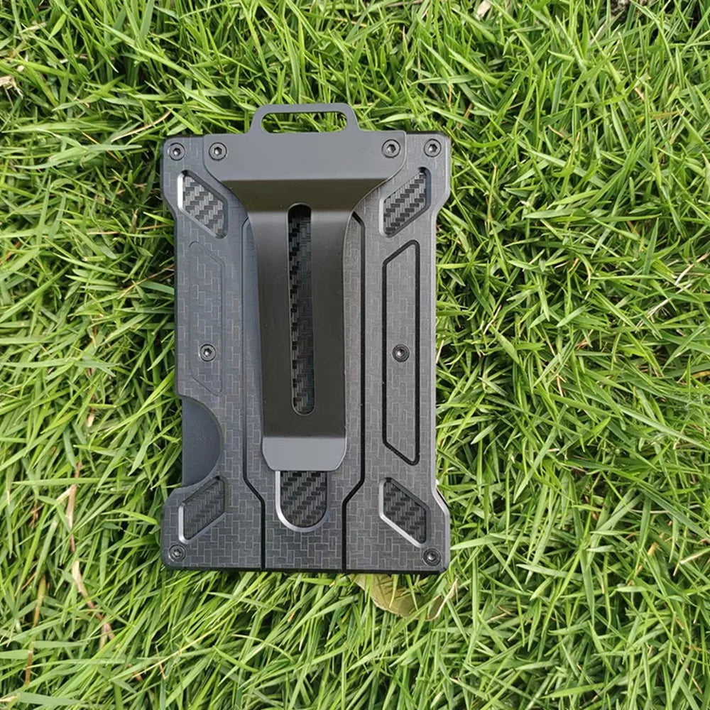 Slim Aluminum RFID Blocking Wallet with ID Window and Money Clip