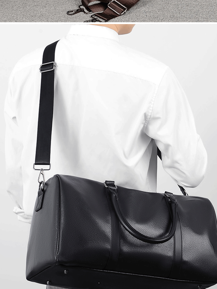 Retro PU Leather Weekender Duffel Bag with Adjustable Shoulder Strap