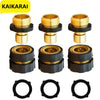 Set of brass quick connectors for 3/4-inch garden hose connections with black fittings