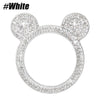Silver crystal rhinestone ring shaped like Mickey Mouse head for car ignition
