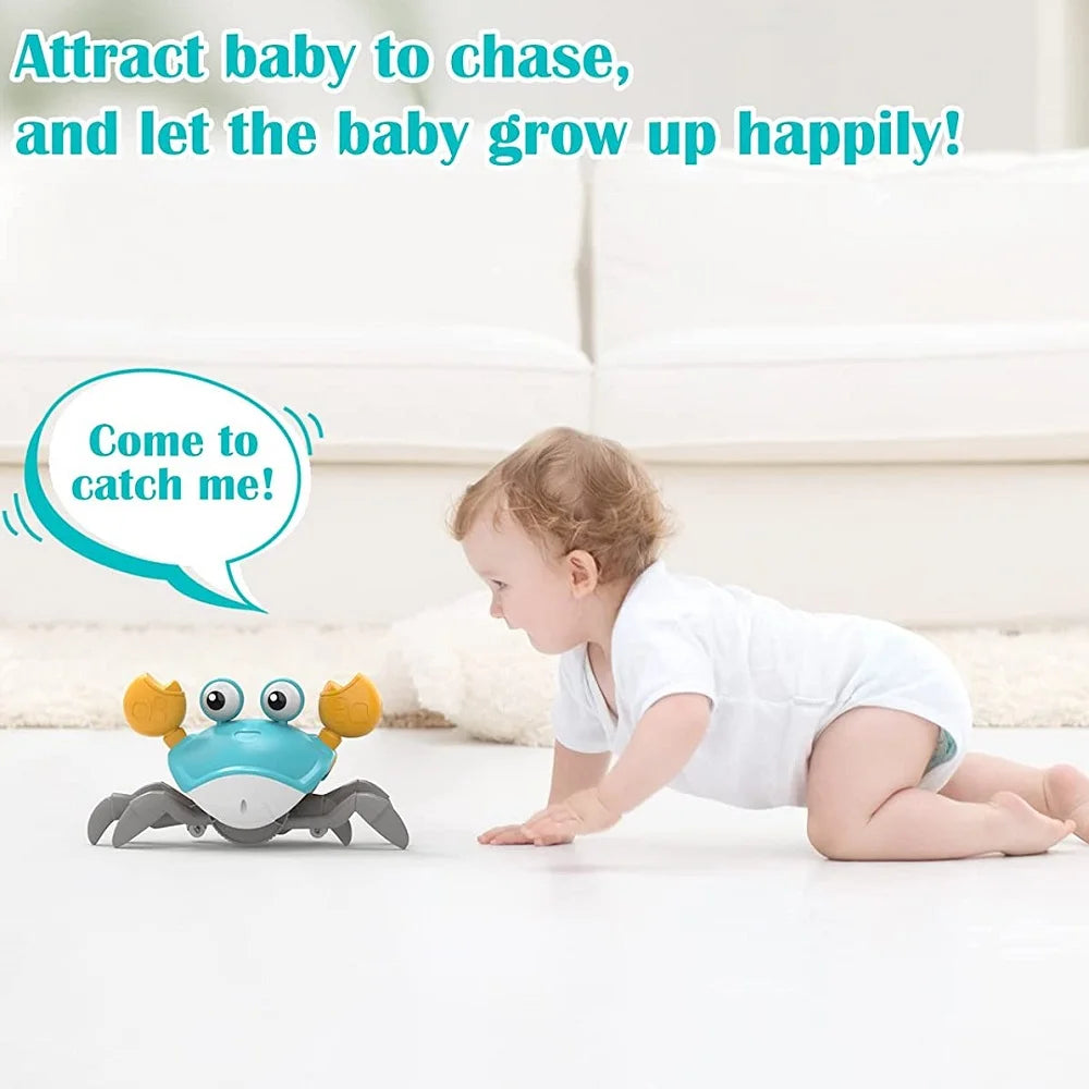 Interactive Musical Crawling Crab Toy with Obstacle Avoidance