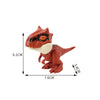 A small, reddish-brown interactive finger biting dinosaur toy featuring a Triceratops or Tyrannosaurus design.