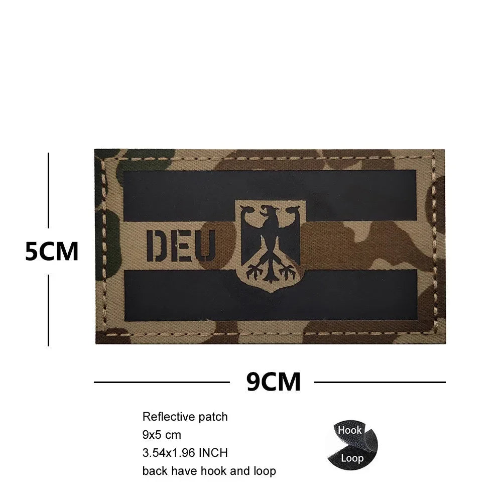 Luminous Reflective German Eagle Patch with Hook-and-Loop Backing