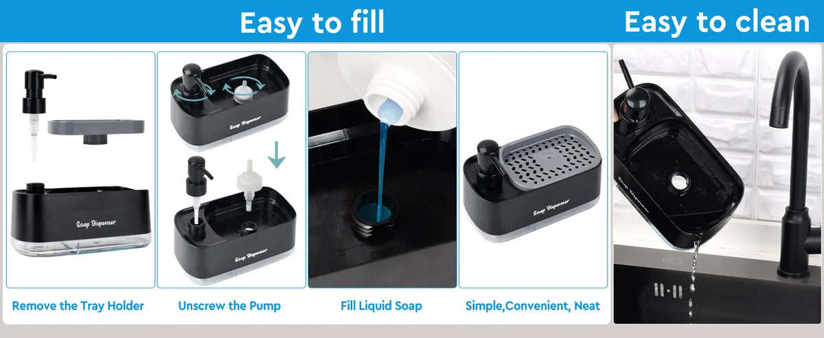 3-in-1 Kitchen Soap Dispenser Set with Sponge Holder