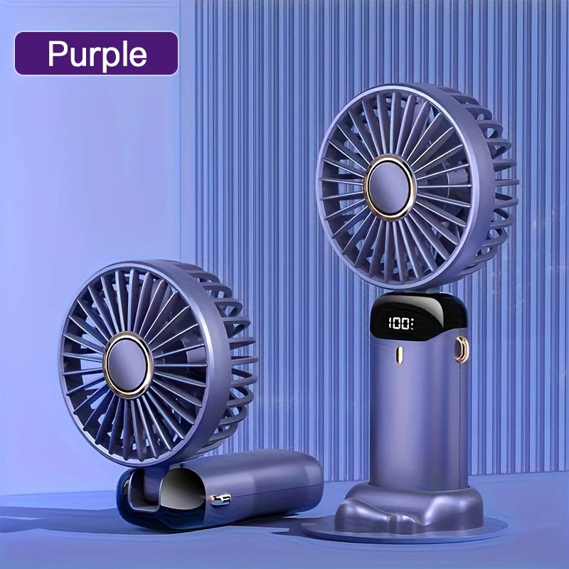 Compact USB Rechargeable Mini Fan with 6 Speeds and LED Light