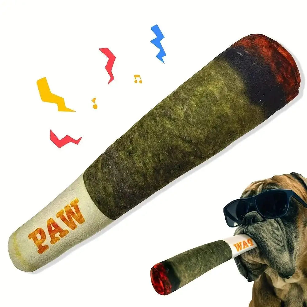 Squeaky Cigar-Shaped Plush Dog Toy