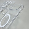 Clear magnetic case for iPhone with MagSafe compatibility showing multiple clear cases.