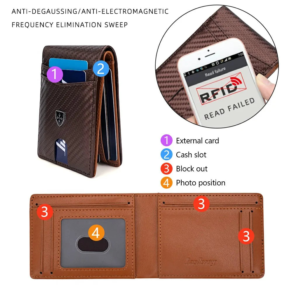 Carbon Fiber RFID Blocking Bifold Wallet for Men