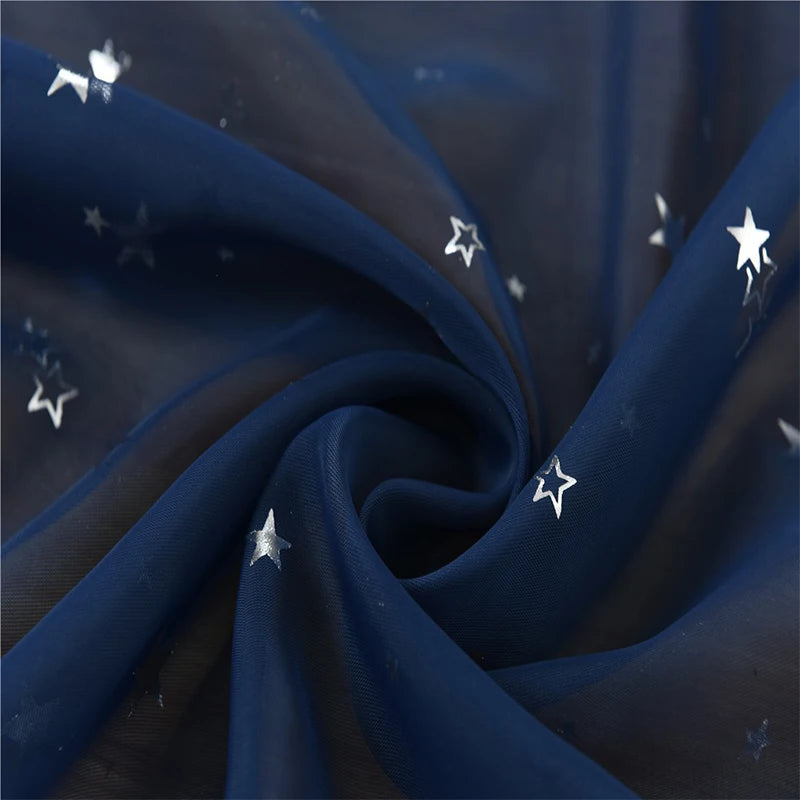 Silver Star Sheer Curtain with Hot Stamping Detail