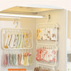 A large capacity multi-clamp storage rack for socks, showing various layers of folded socks.