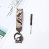 Zebra Print Leather Keychain with Animal Pattern
