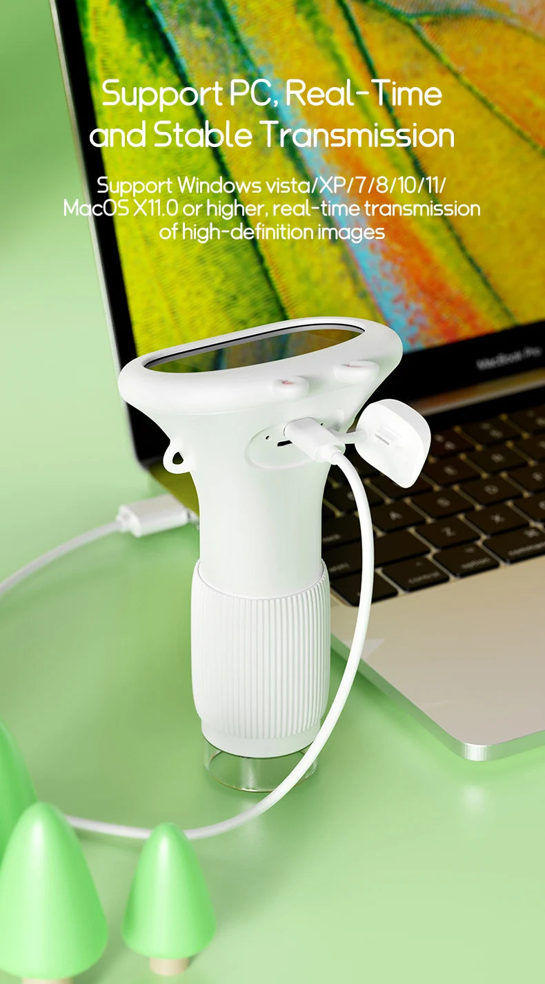 Portable Kids Microscope with 2-Inch IPS Screen and 1000x Zoom