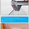 A measuring device shows various thicknesses of a clear PVC waterproof table protector, including 0.5mm, 0.1mm, and 3.0mm.