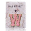 Embroidered Letter Passport Holder with Card Pocket