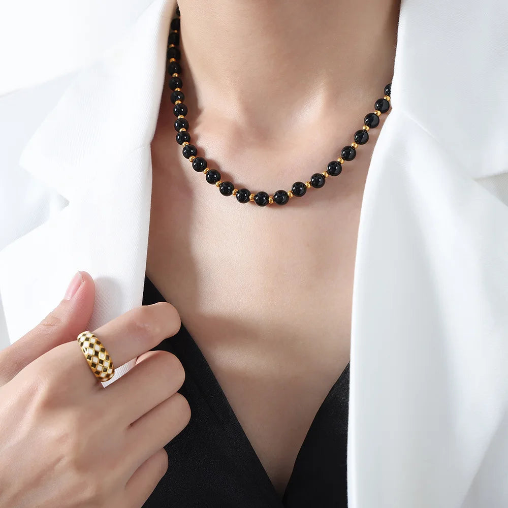 Collier en Perles d'Agate Vintage