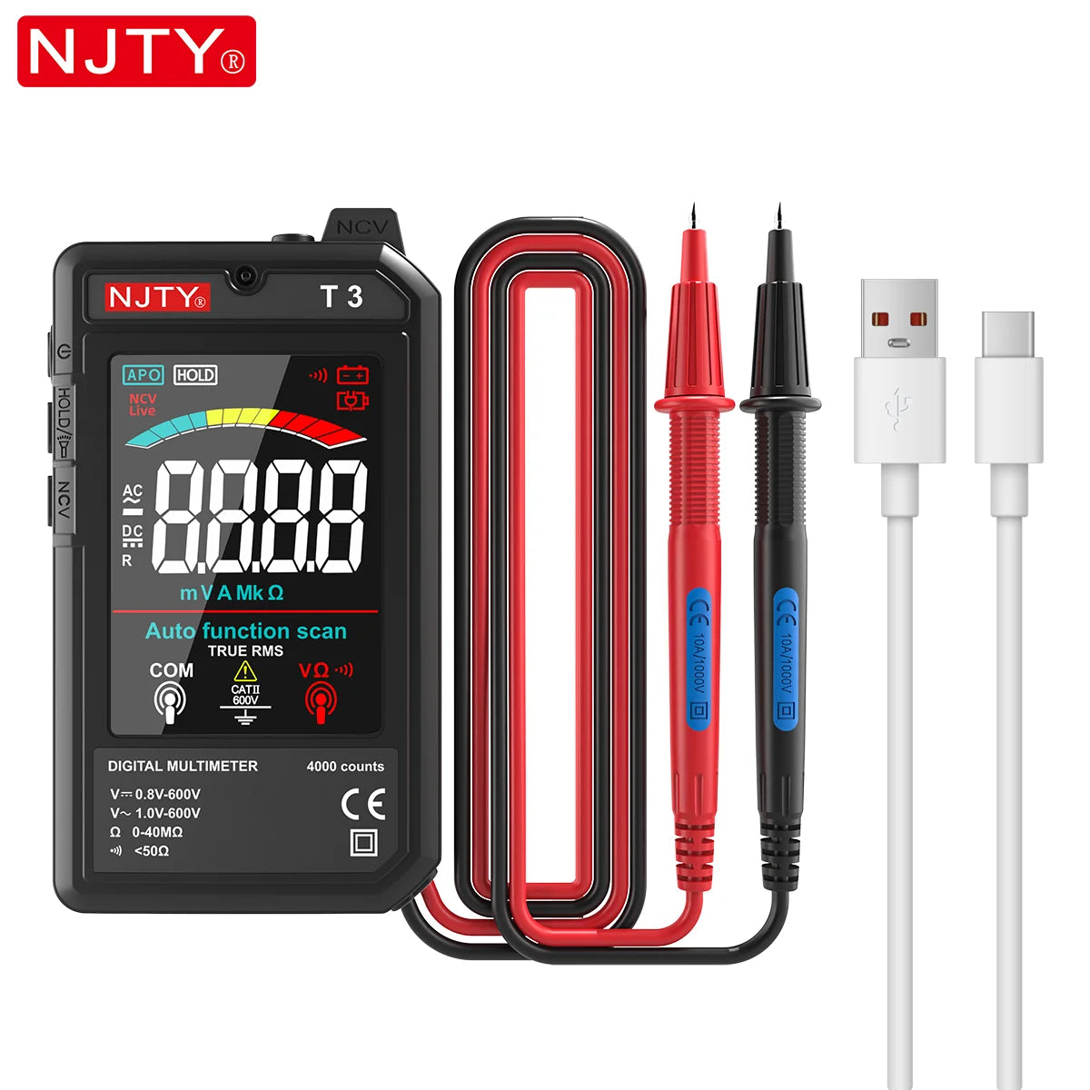 Smart Digital Multimeter with Type-C Charging and NCV Detection