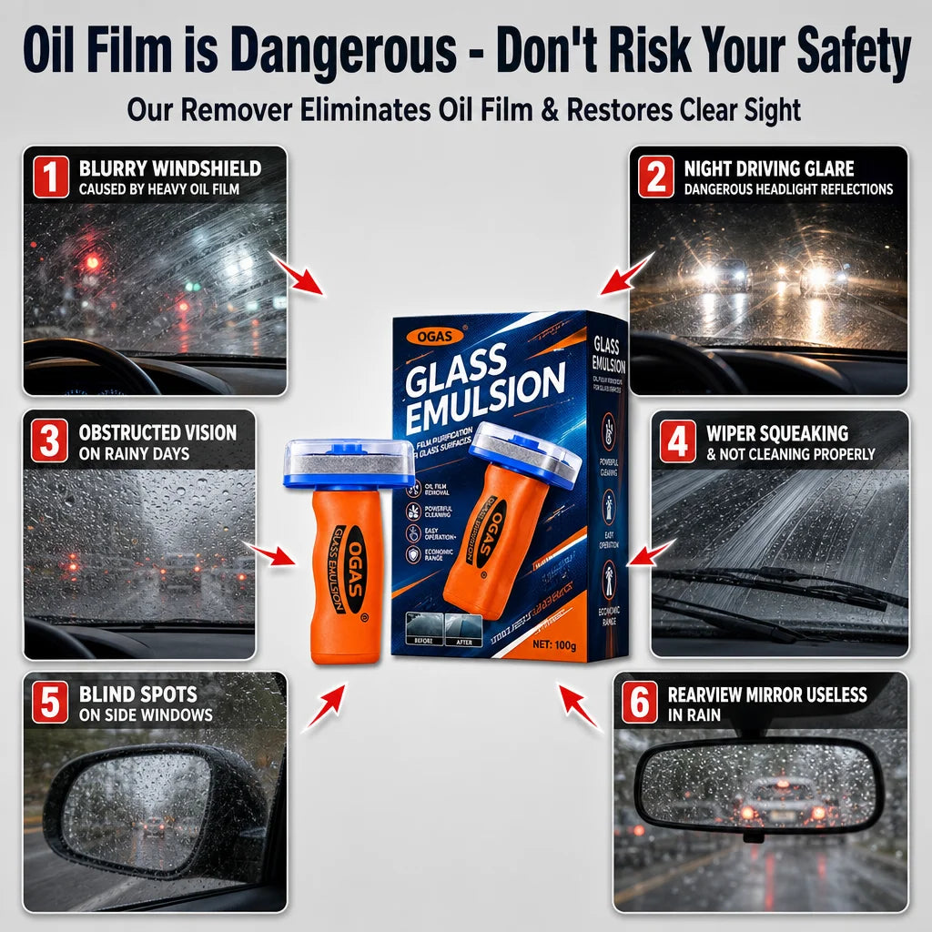 Car Windshield Oil Film Remover with Built-In Brush