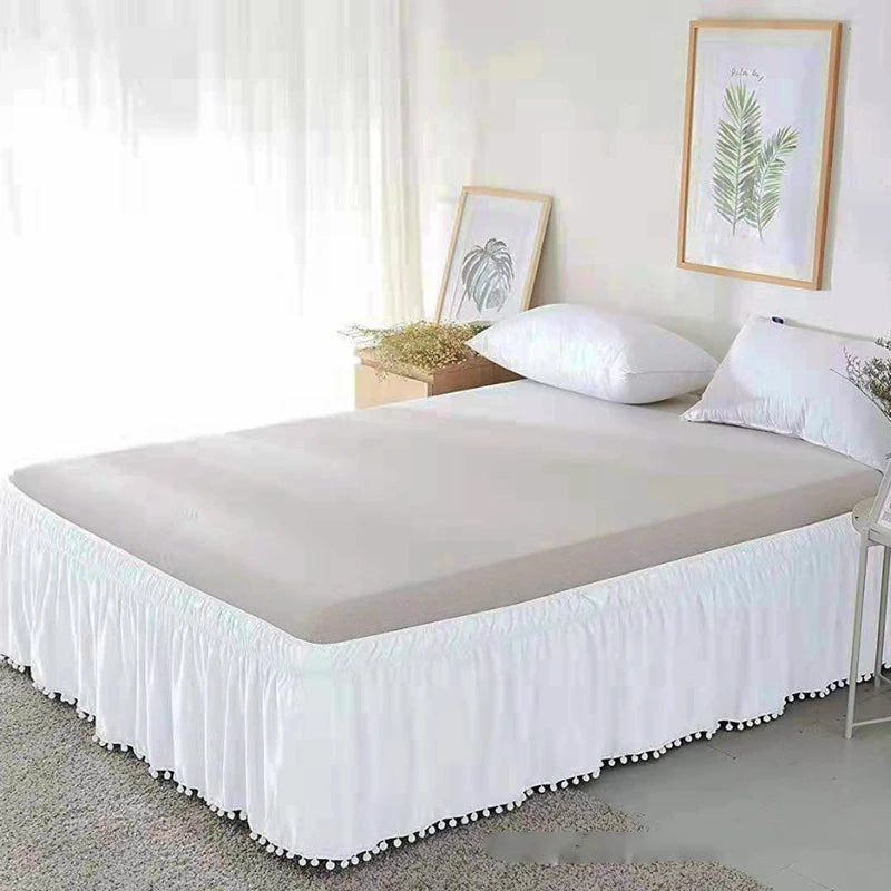 Elastic Wrap-Around Bed Skirt in Solid Polyester