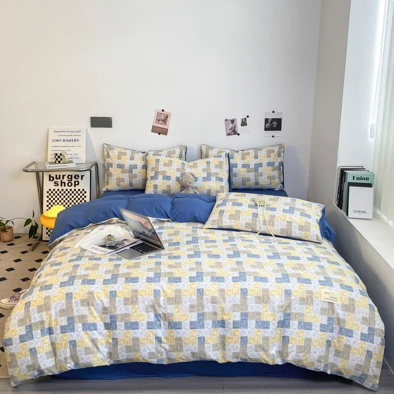 Black and White Plaid Duvet Cover Set with Pillowcases