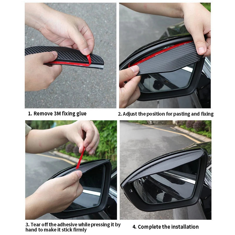 Carbon Fiber Style Car Mirror Rain Guards (Pair)