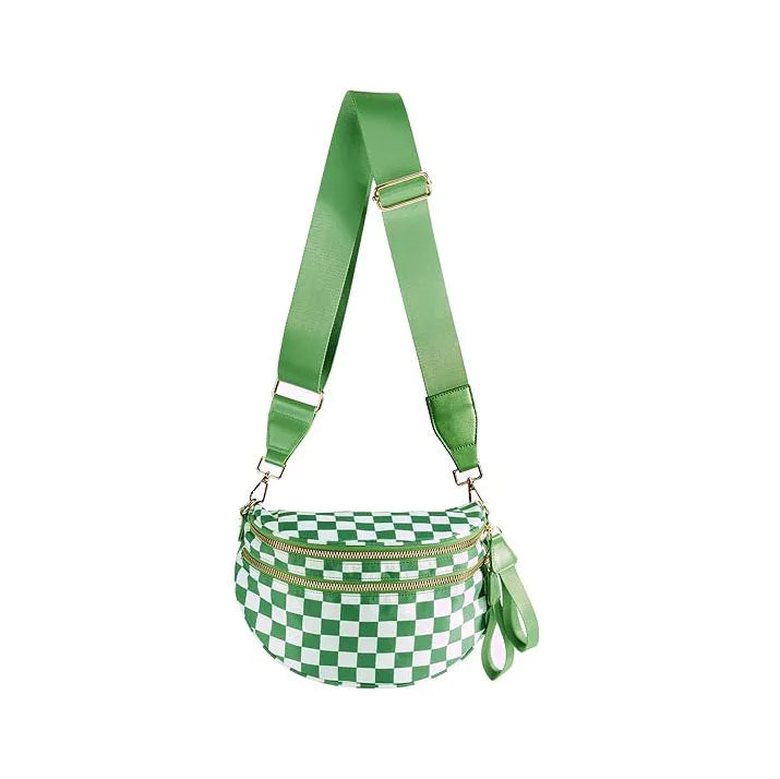 Women's Checkered Multi-Function Crossbody Waist Bag