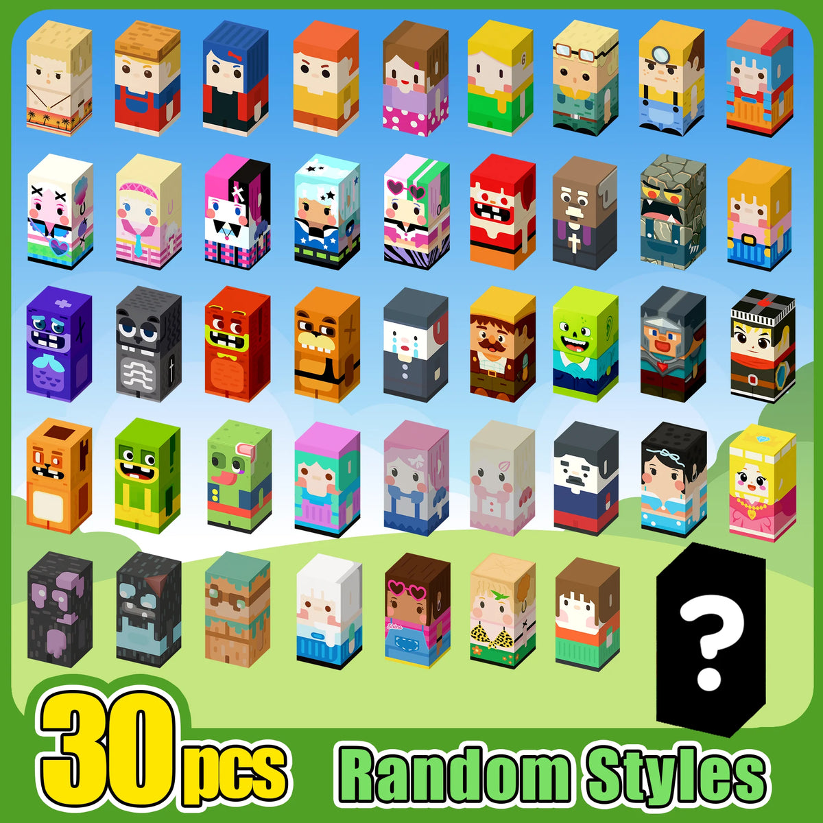 Magnetic Building Blocks with Mini Worlds and Character Figures
