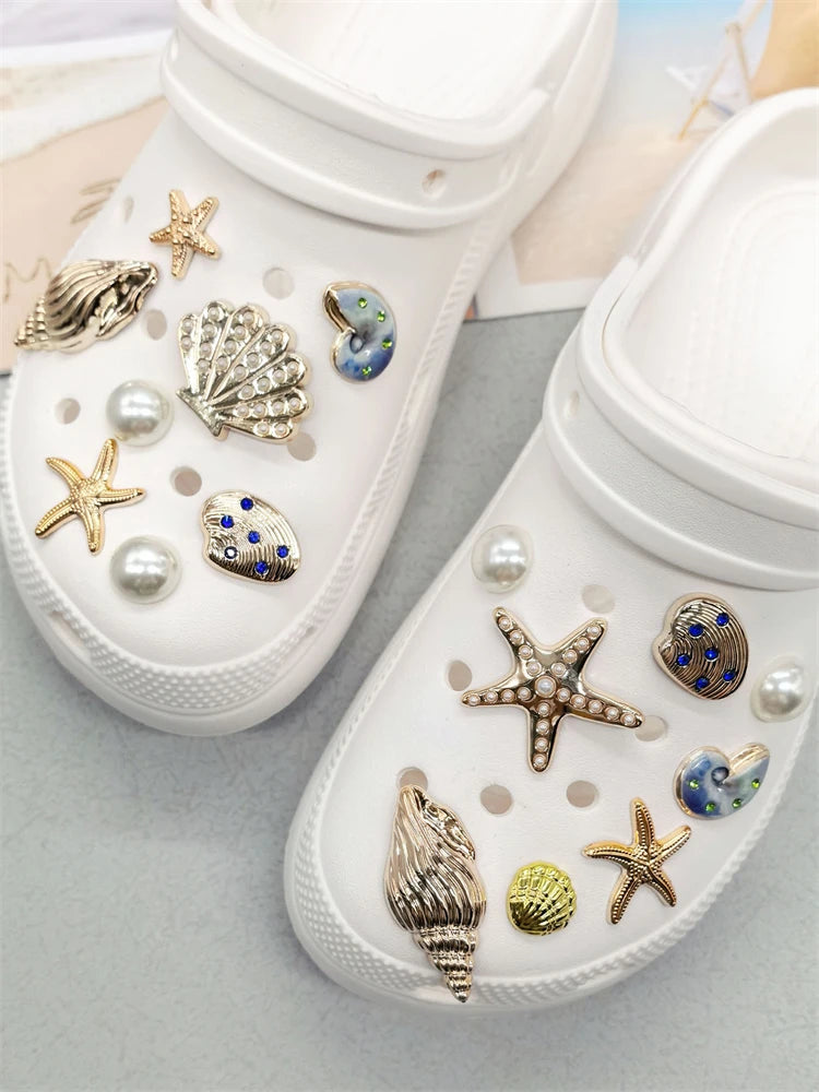 Beach-Themed Shoe Charms Set - 16 Pieces