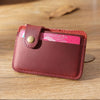 Vintage Leather Slim Card Holder with Snap Closure