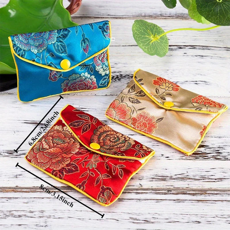 Embroidered Brocade Jewelry Pouches (Set of 6)